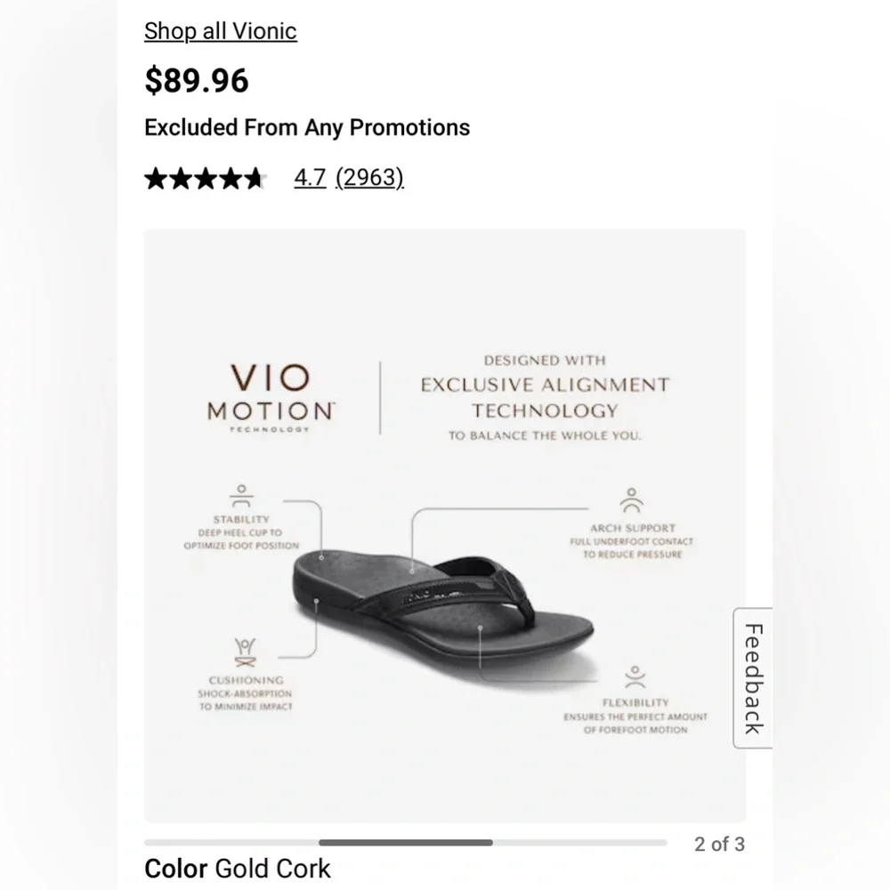 Vionic Tide II Women’s flip flops - Picture 5 of 6